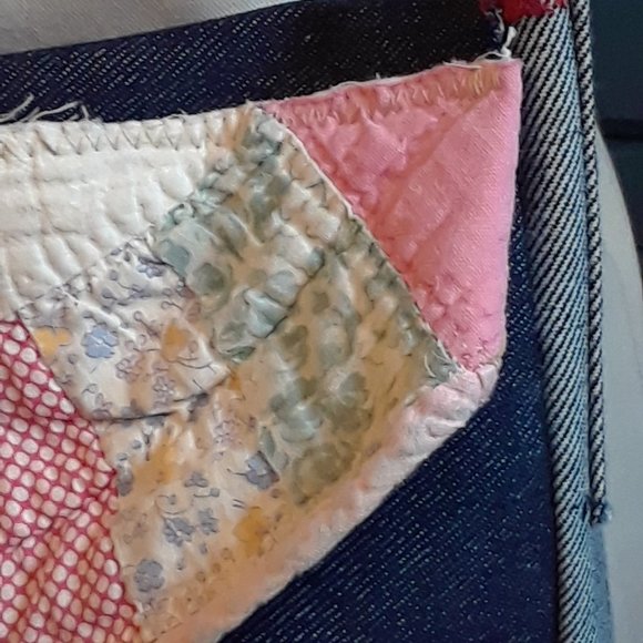 Handmade Shoulder Bag Purse Vintage Quilt Dark Denim - Picture 7 of 12